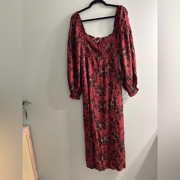 Free People Women's Jaymes Midi Dress floral full sleeve puff - Picture 3 of 8